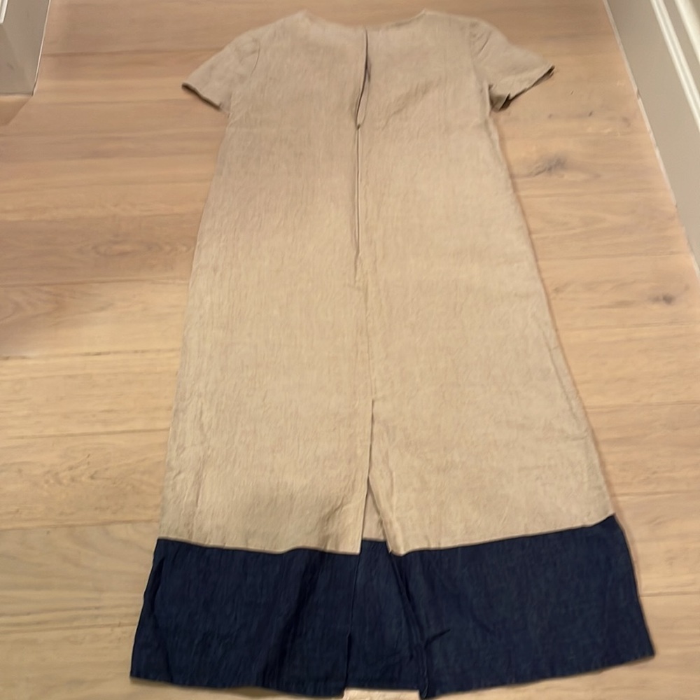 Talbots Petite 100% Linen Color Block Midi Dress … - image 2